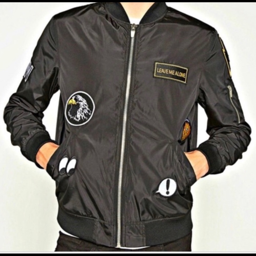 ZARA MAN black patch bomber jacket size S